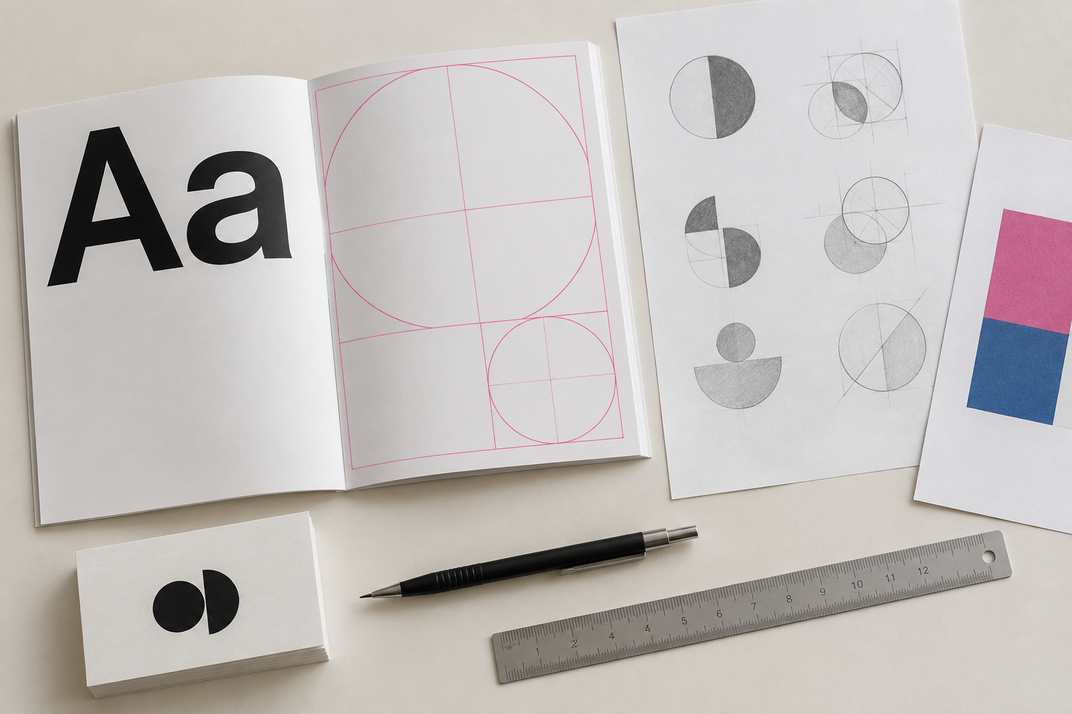 Illustration de recherches graphiques et de mise en page